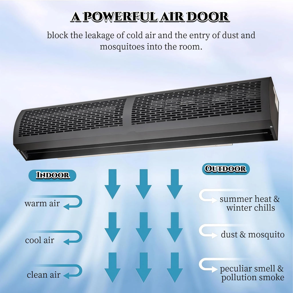 Commercial Indoor Air Curtain Fan, Black, 100CM V896298