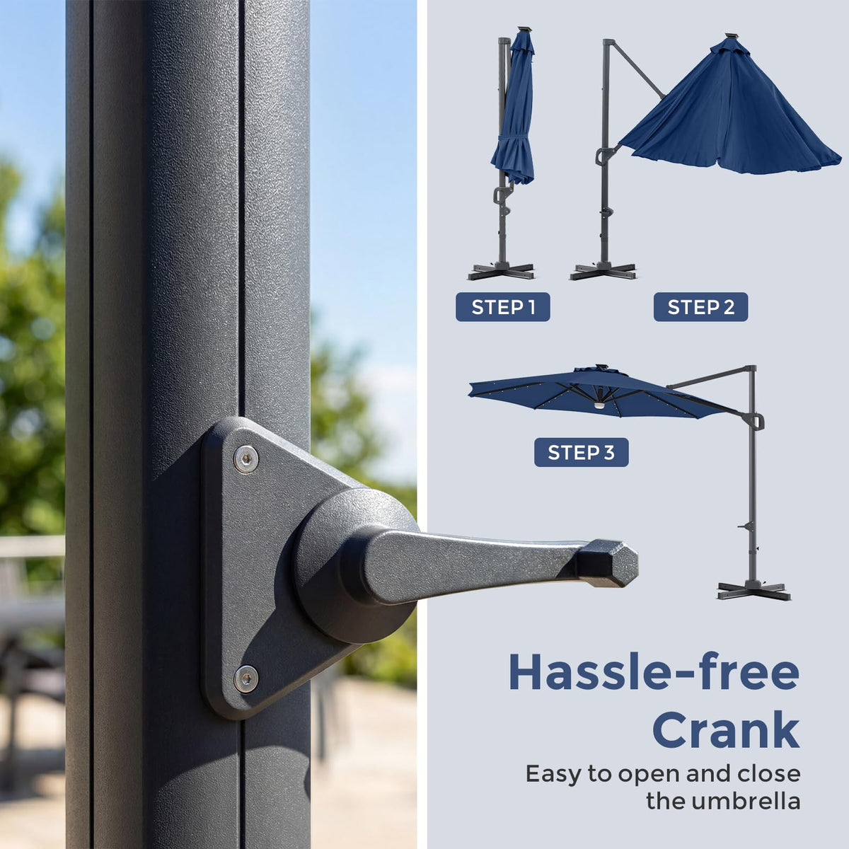 10ft Solar LED Offset Cantilever Patio Umbrella R342952