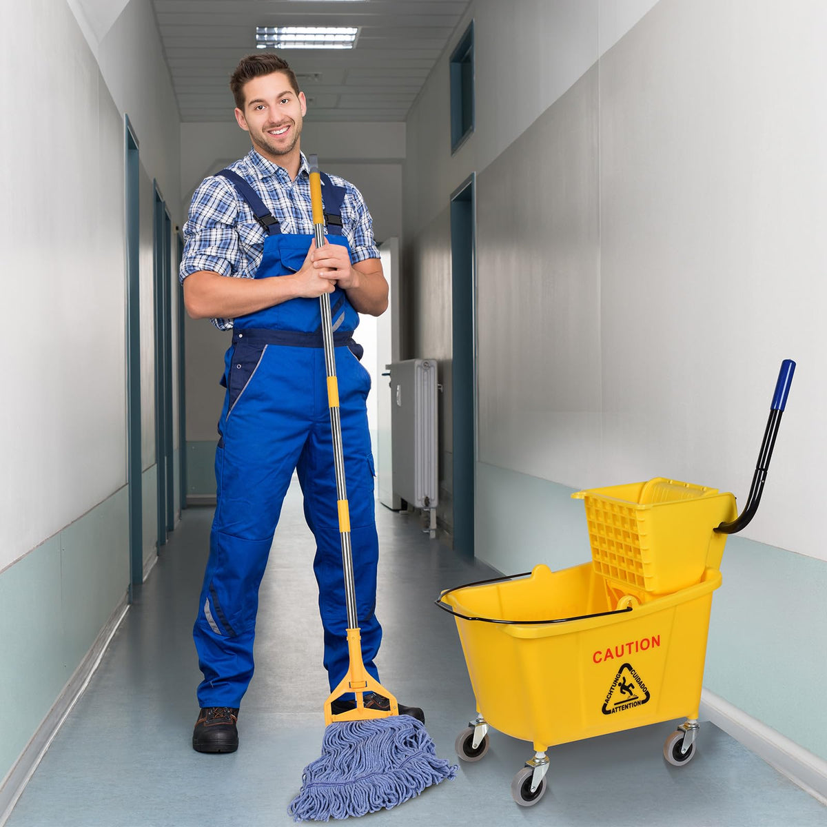 Commercial Mop Bucket on Wheels, 35-Quart Z29848