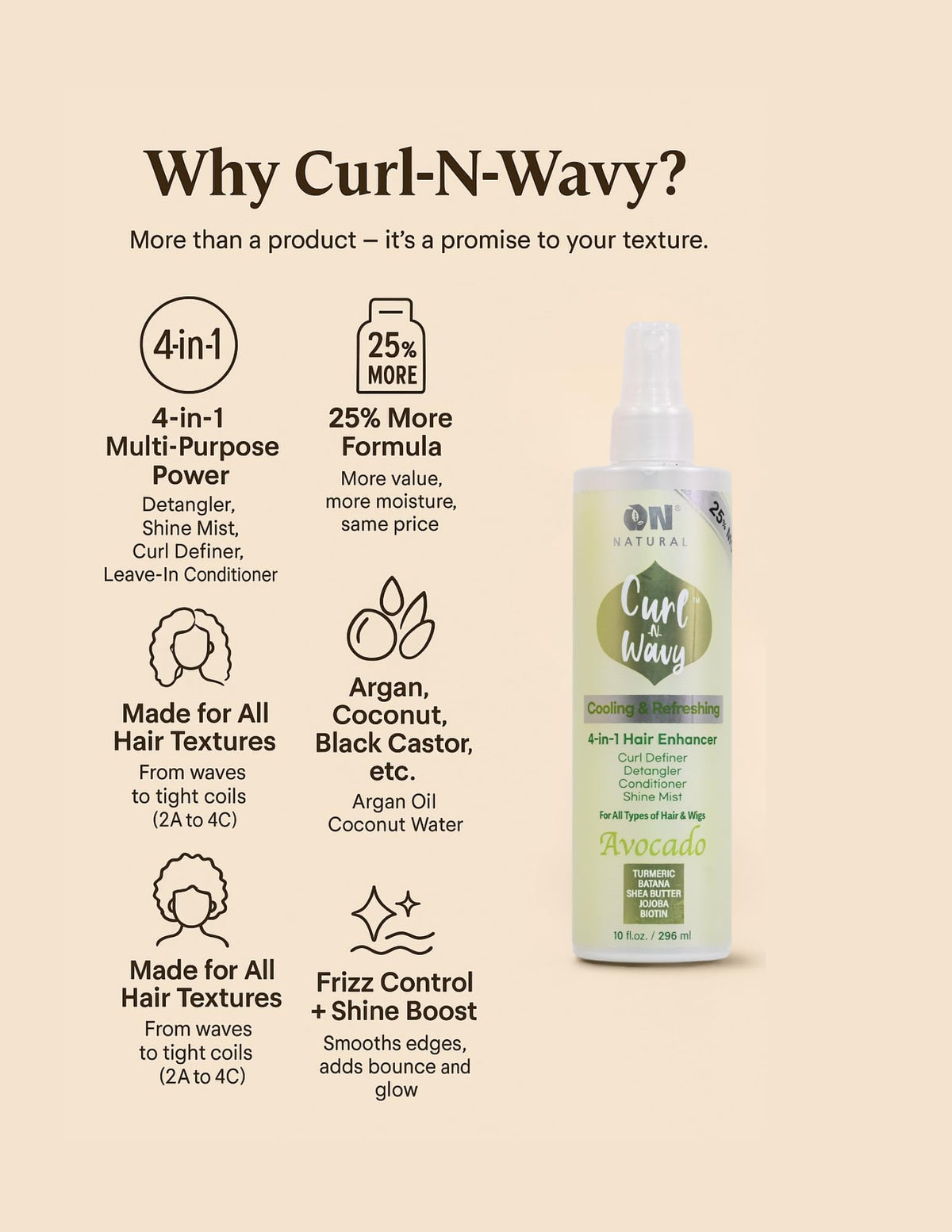 Natural Curl-N-Wavy 4-in-1 Hair Enhancer 10 OZ L627