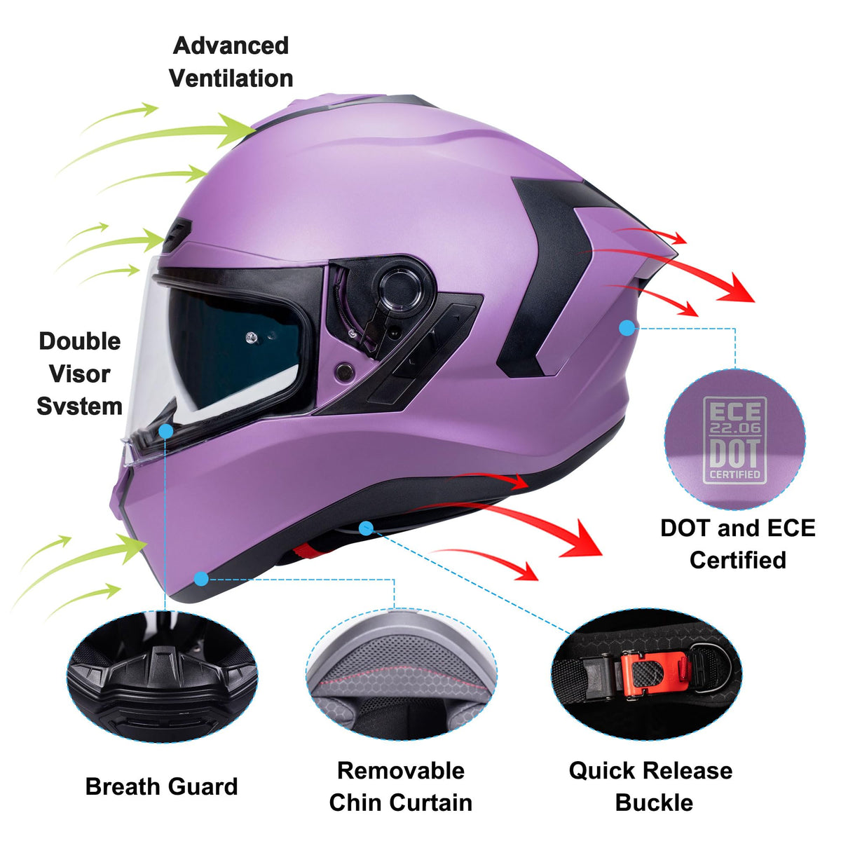 Dual Visor Full Face Motorcycle Helmet S487