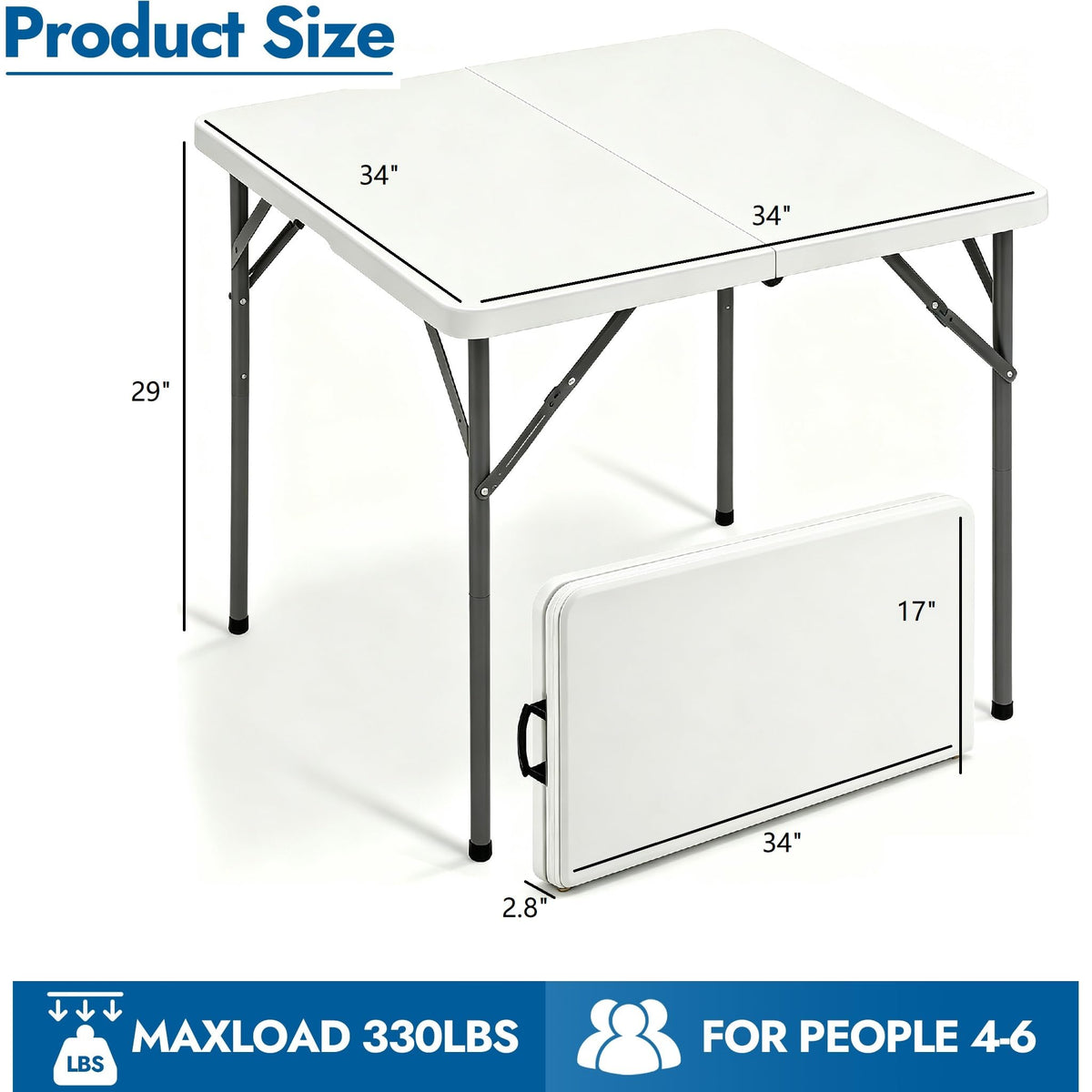 34Inch Square Folding Card Table S499