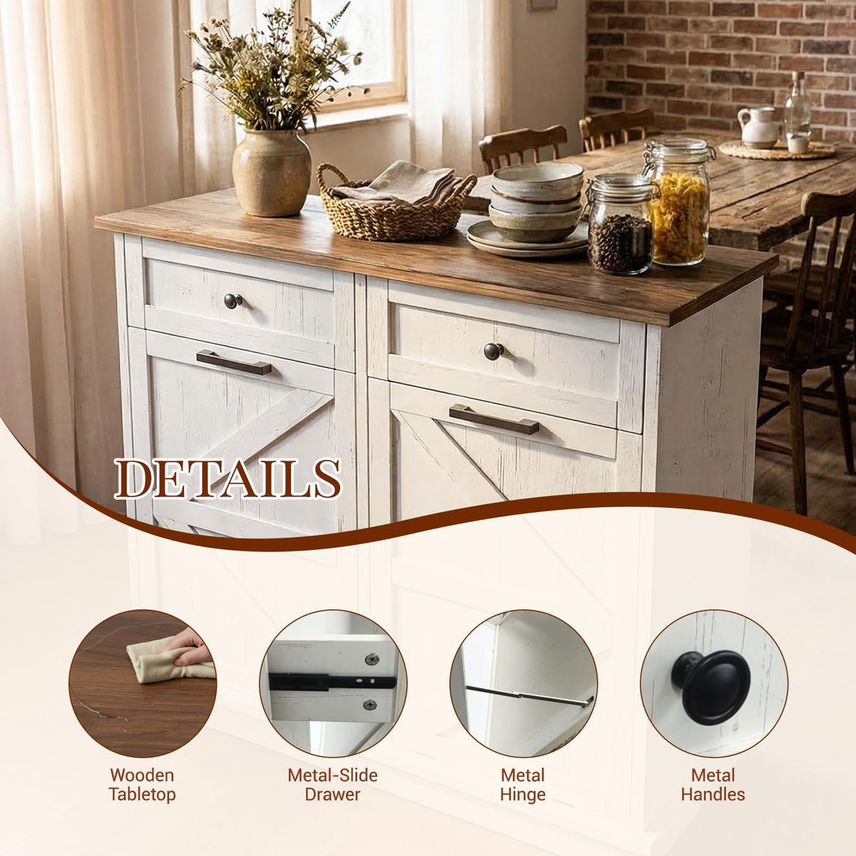 Brown White Double Tilt Out Trash Cabinet with Drawers R7830
