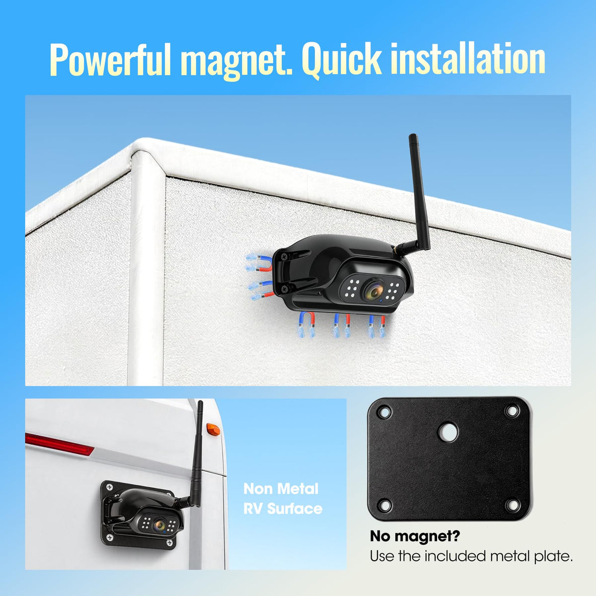7" Wireless Backup Camera System with DVR Split Screen Monitor E276143