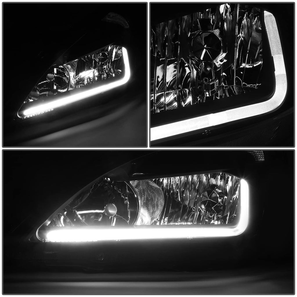 Black Headlight Assembly with LED Day Running Light J6705