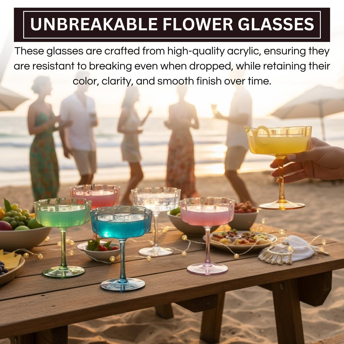 Shatterproof Acrylic Pastel Coupe Glasses 6 Set 8.5oz E653162