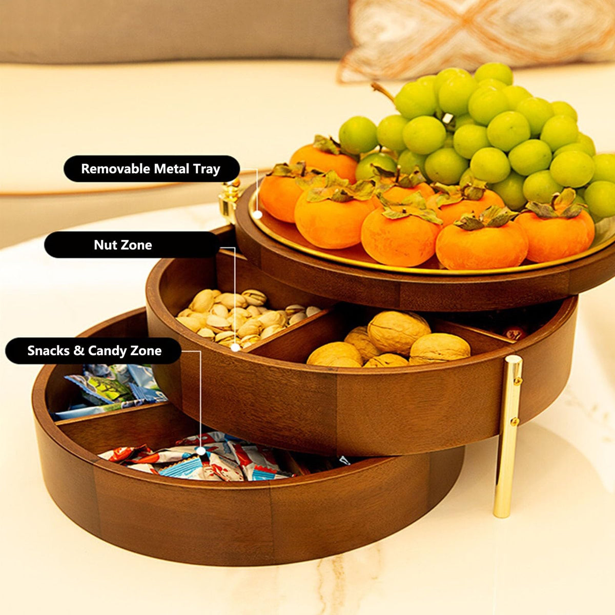 3 Layers Solid Wood Fruit Bowl L4530