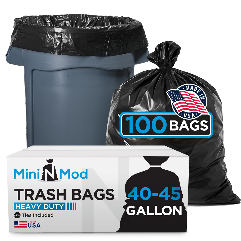 45 Gallon Heavy Duty Black Trash Bags 100 Count P418