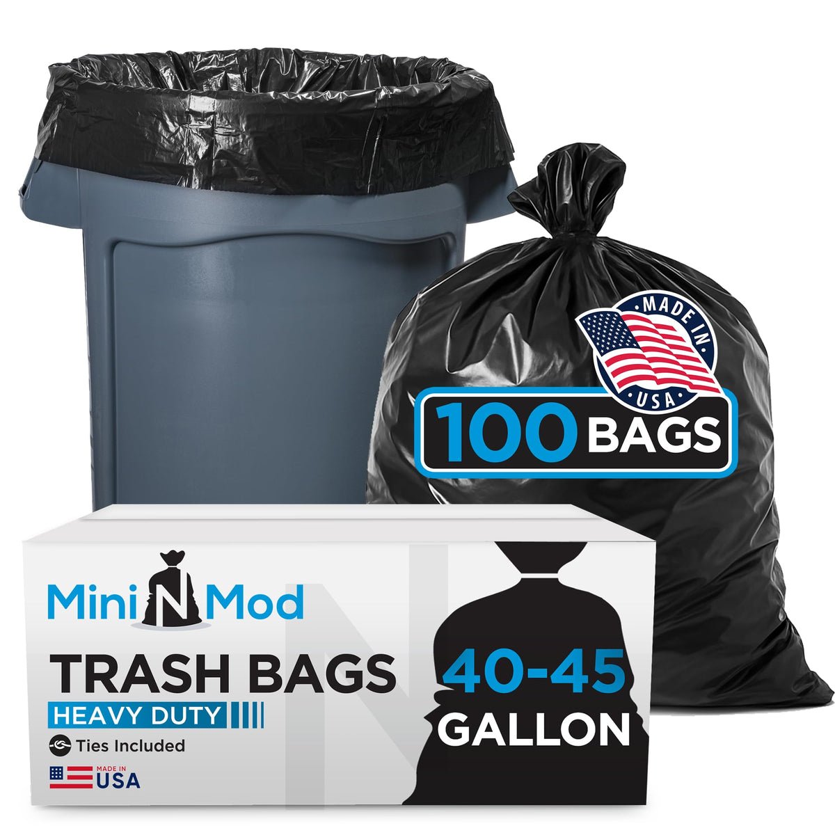 45 Gallon Heavy Duty Black Trash Bags 100 Count P418