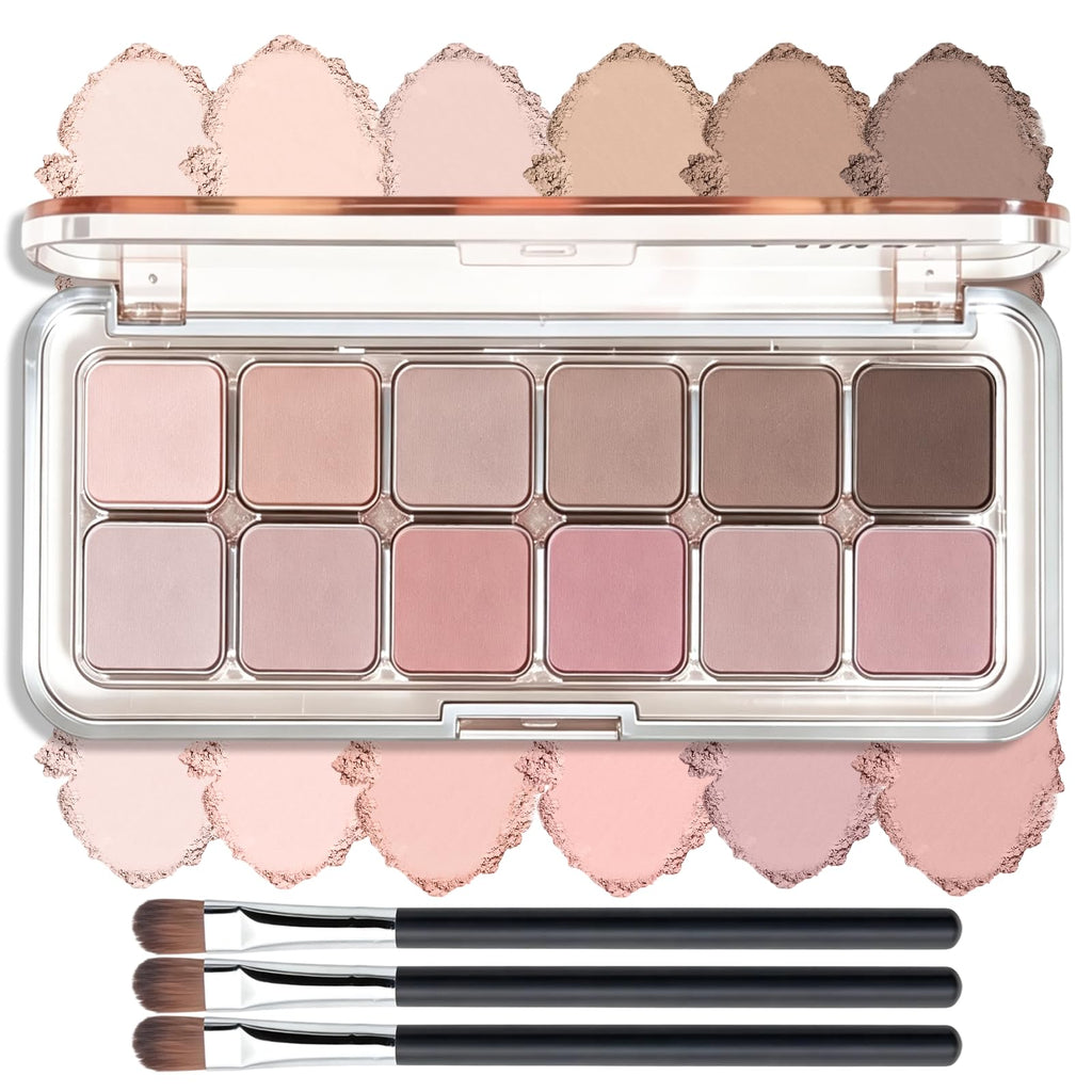 Mauve Pink Grey Brown Matte Eyeshadow Palette with Brush U2623