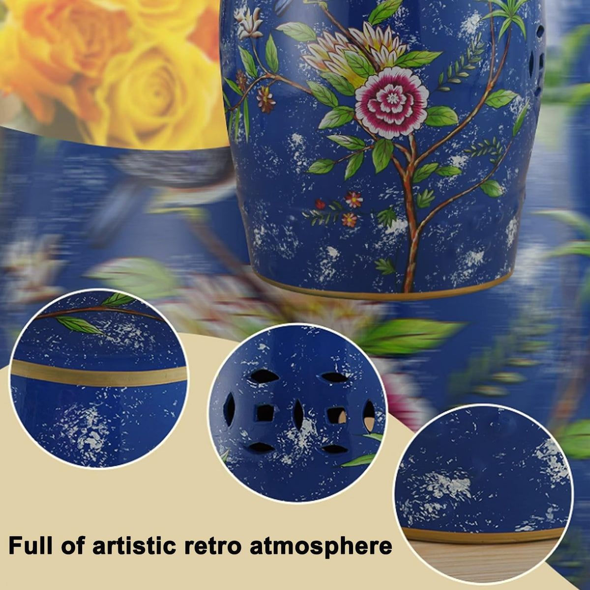 Ceramic Drum Garden Stool G172581
