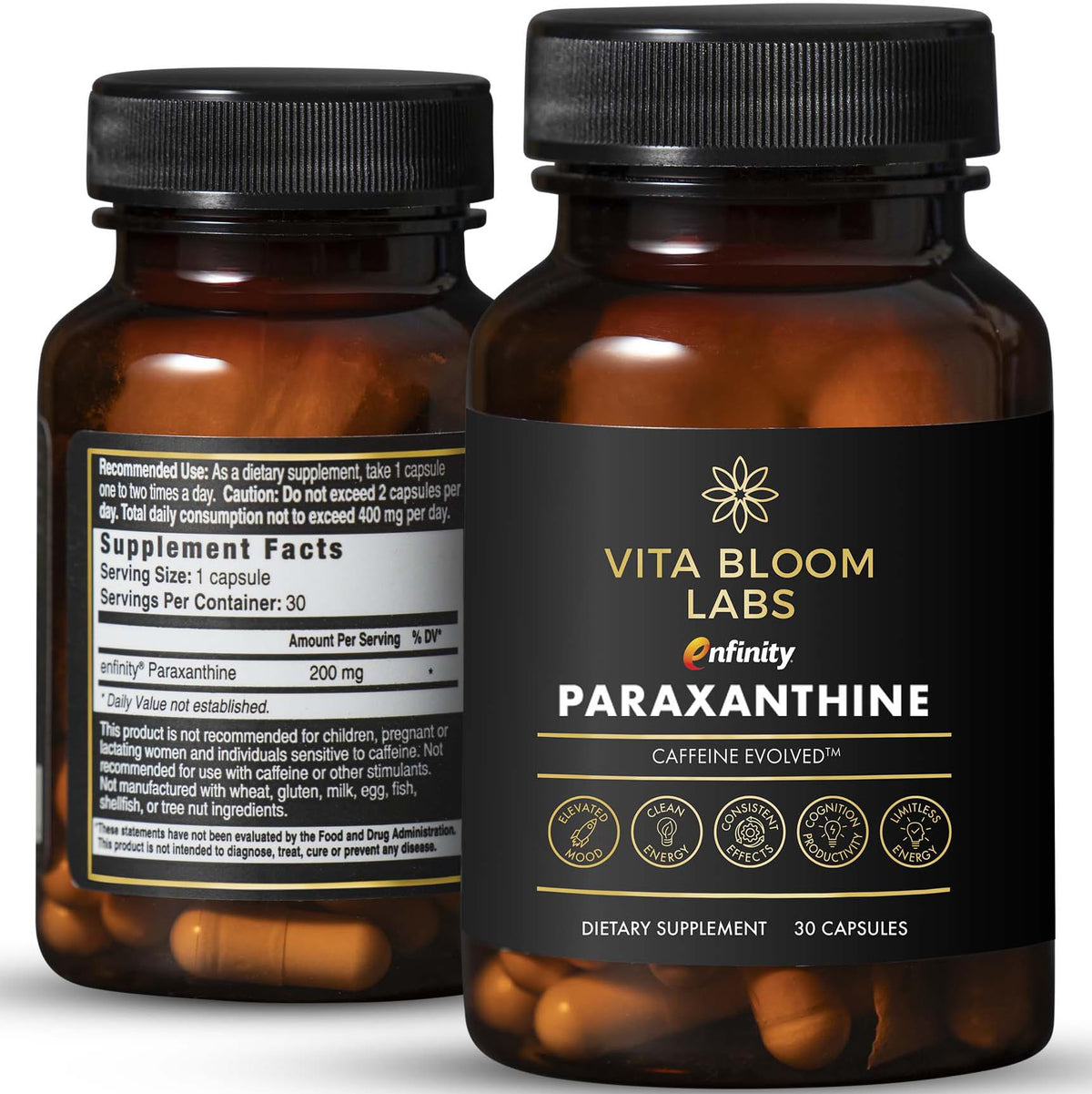 200 mg Paraxanthine Capsules J807