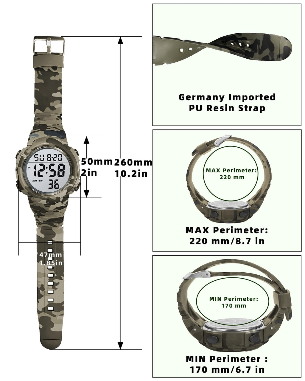 Digital Watch Mens Waterproof Sport Wristwatch E4198