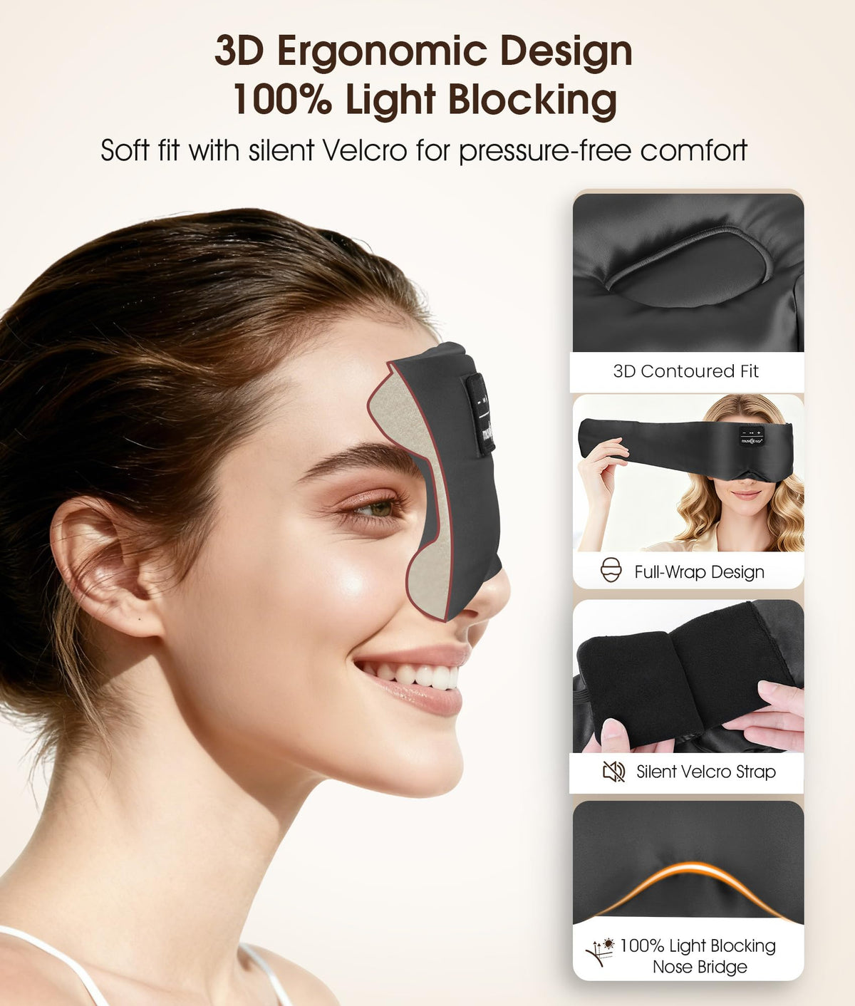 Silk Sleep Mask Bluetooth Headphones W9599