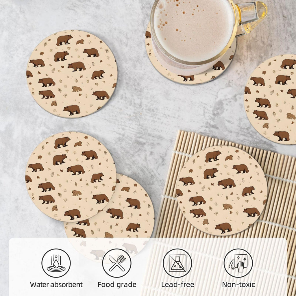 6-Piece Set of Absorbent Ceramic Coasters with Cork Backing G81280