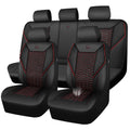 3D Foam Mesh Faux Leather Car Seat Covers Full Set, Black and Red A2508