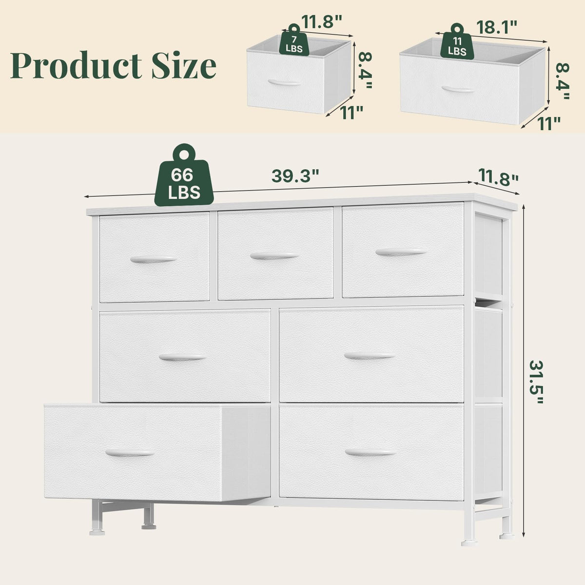 Fabric 7 Drawer Dresser H327120