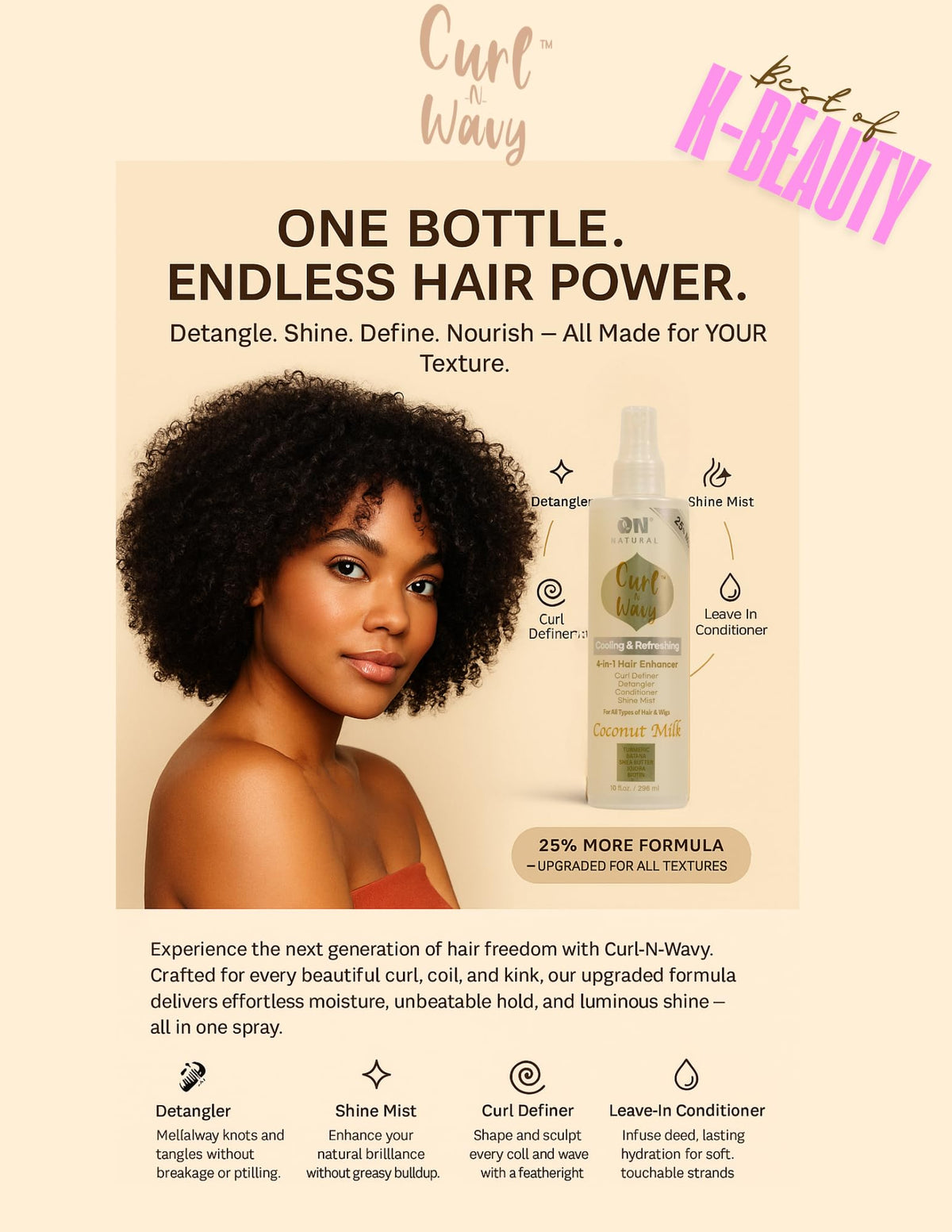 Natural Curl-N-Wavy 4-in-1 Hair Enhancer 10 OZ L627