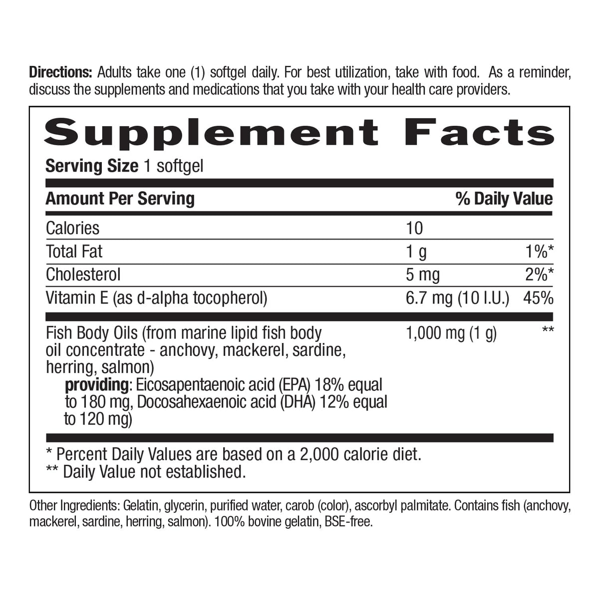Omega-3 Fish Oil 1,000 mg 300 Softgels G4802
