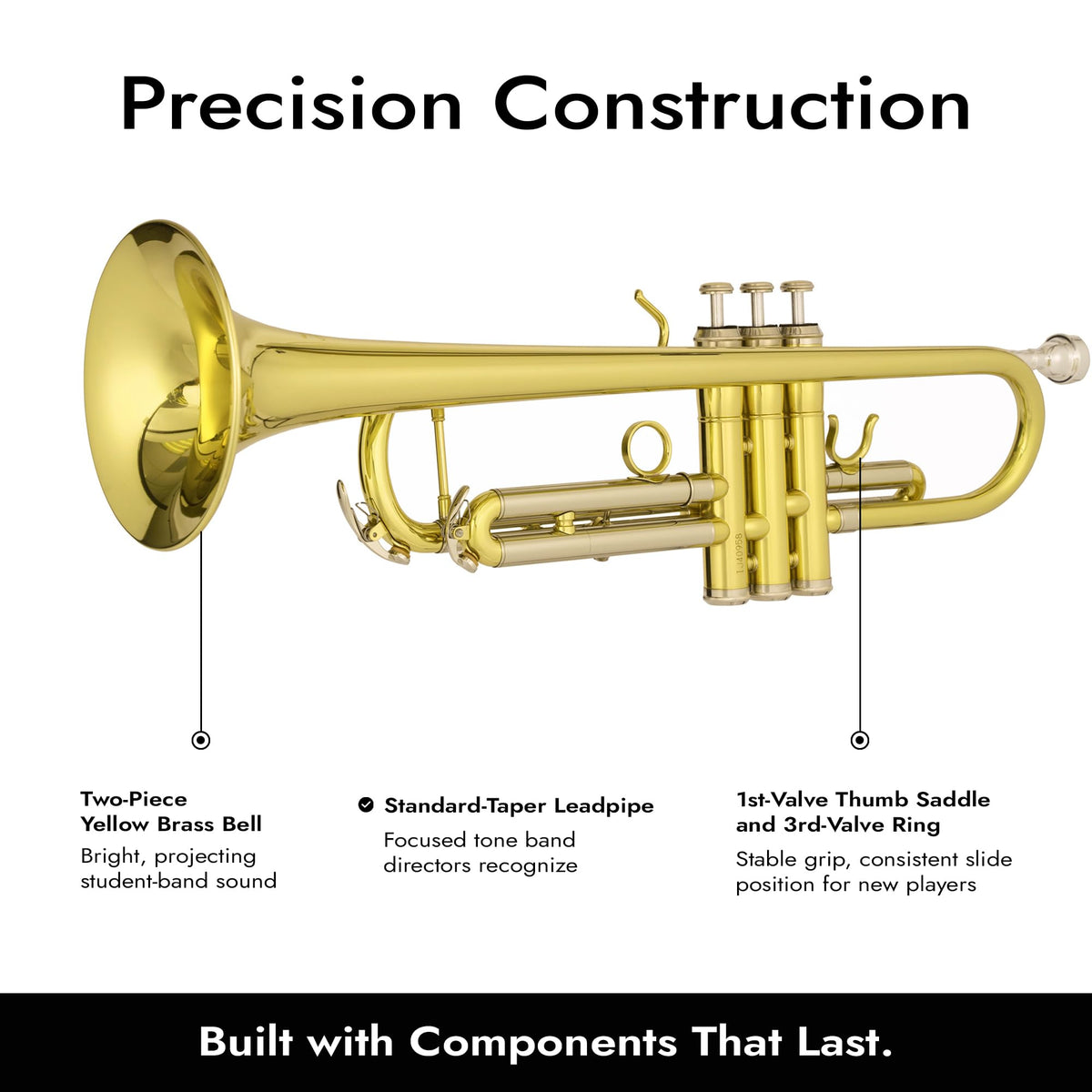 Bb Trumpet with Yellow Brass Bell and Stainless Steel Valves E17698