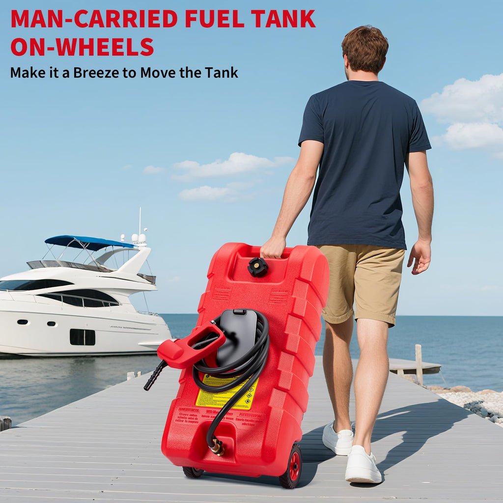 15 Gallon Portable Fuel Gas Can with Wheels and Hose P20937