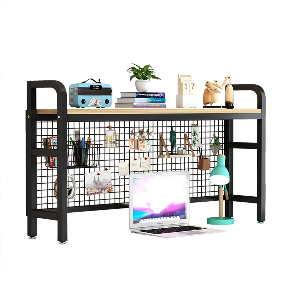White 2 Tier Adjustable Metal Desktop Bookshelf C293688