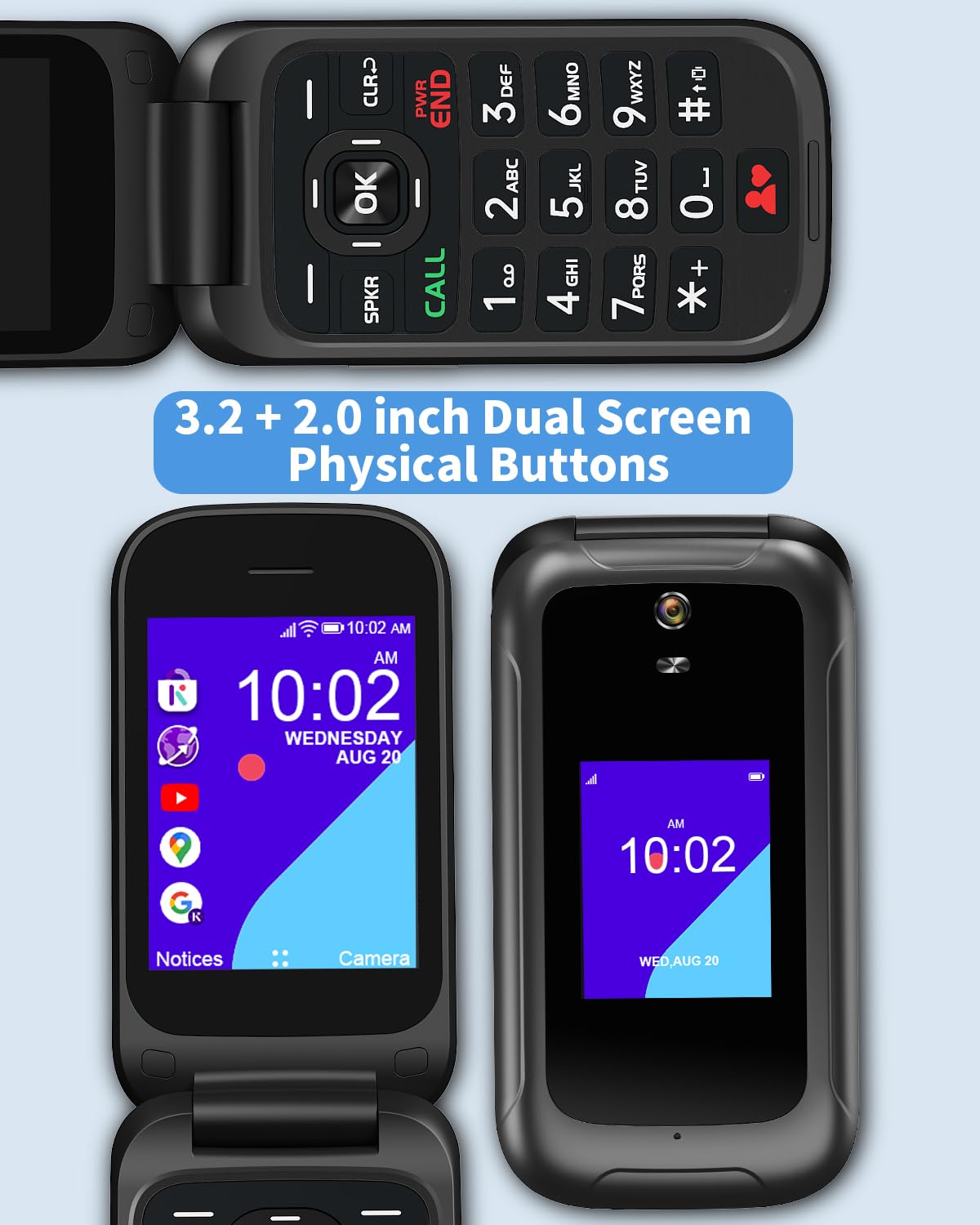 Unlocked 4G Flip Phone with Dual Screen B496682