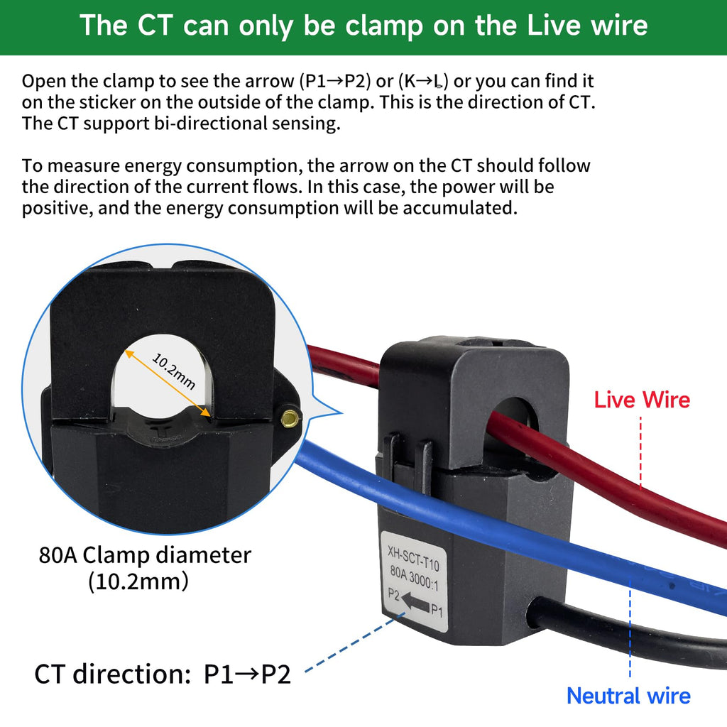 WiFi Energy Monitor with 2 * 80A Clamps J351