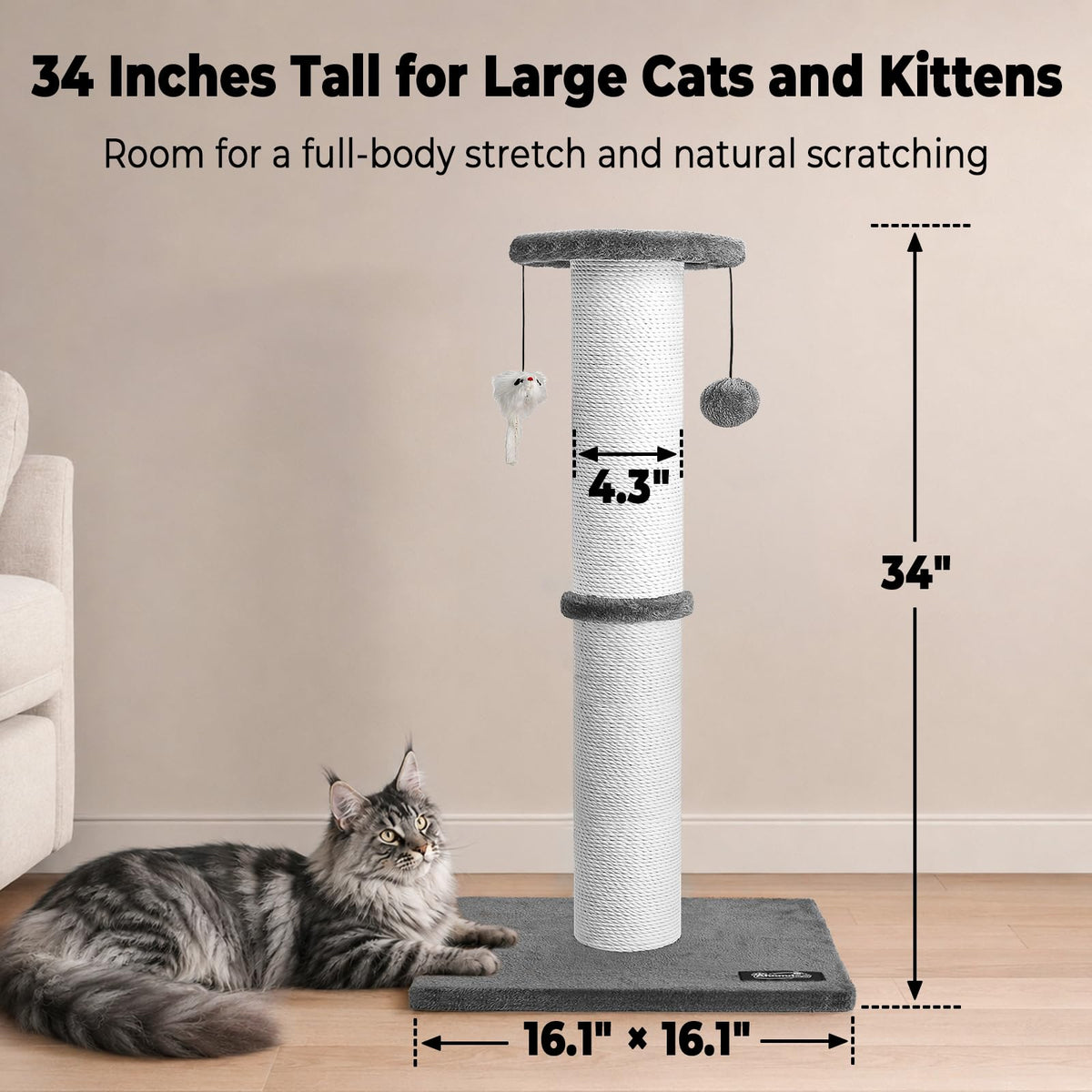 34-Inch Tall Cat Scratching Post N385