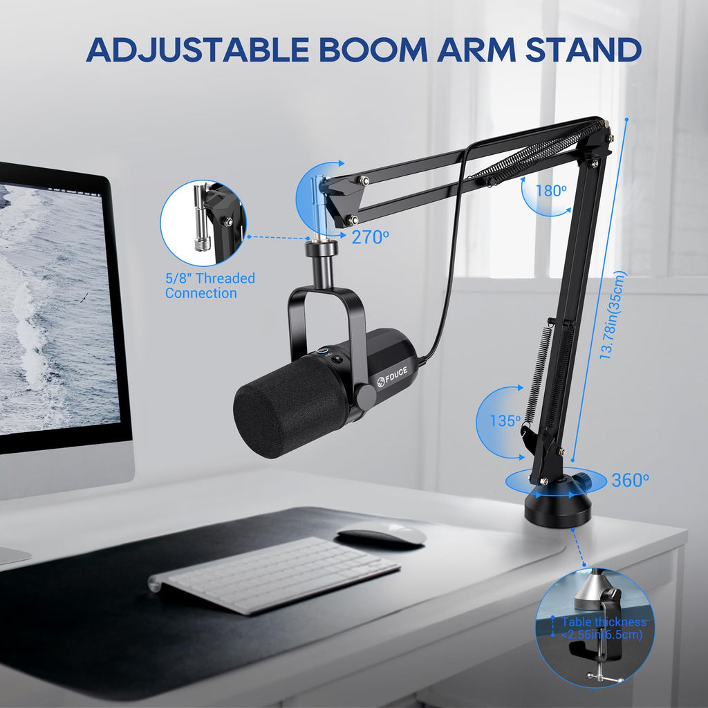 USB/XLR Dynamic Microphone Kit with Boom Arm T72401