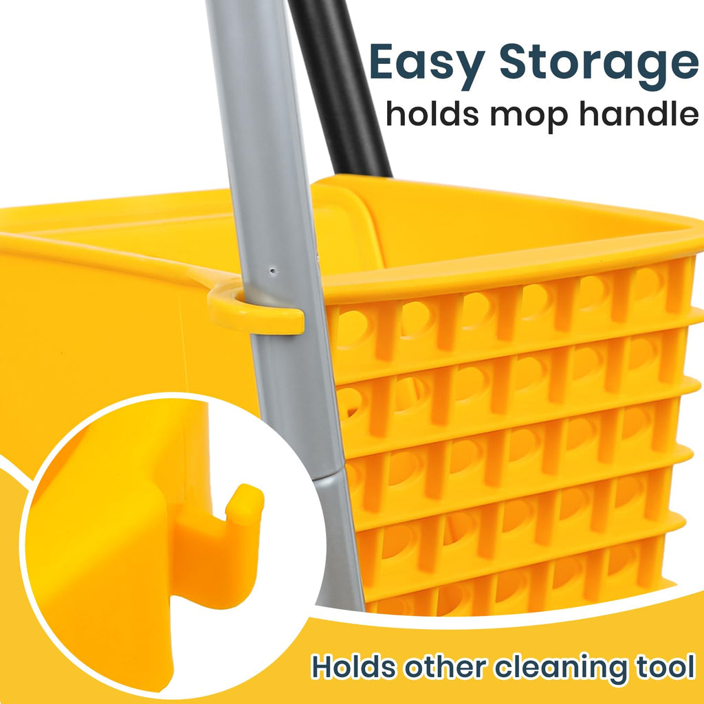 35 Qt Commercial Mop Bucket with Side Press Wringer on Wheels K426