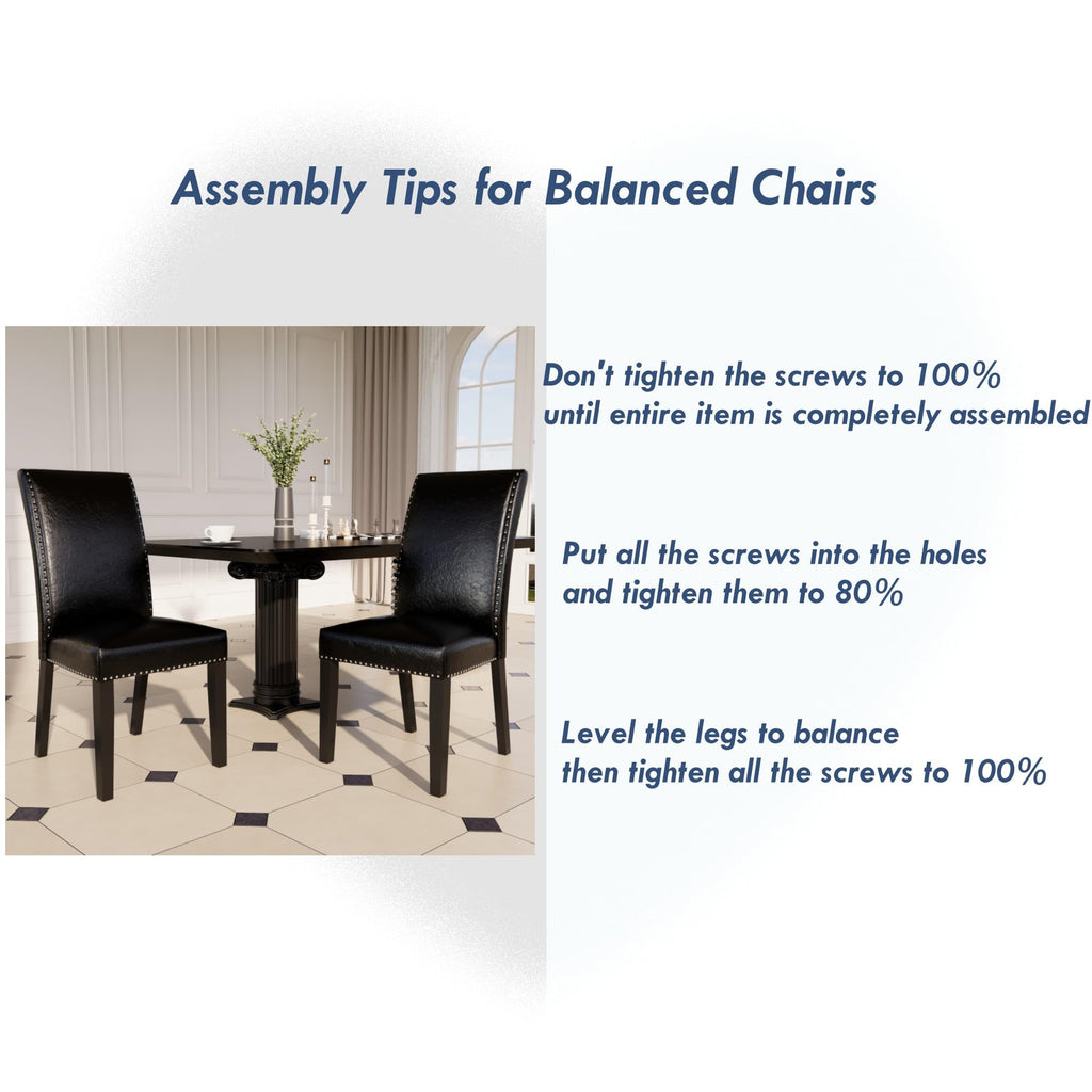 Black Faux Leather Dining Chairs Set of 4 with Wood Legs R7085
