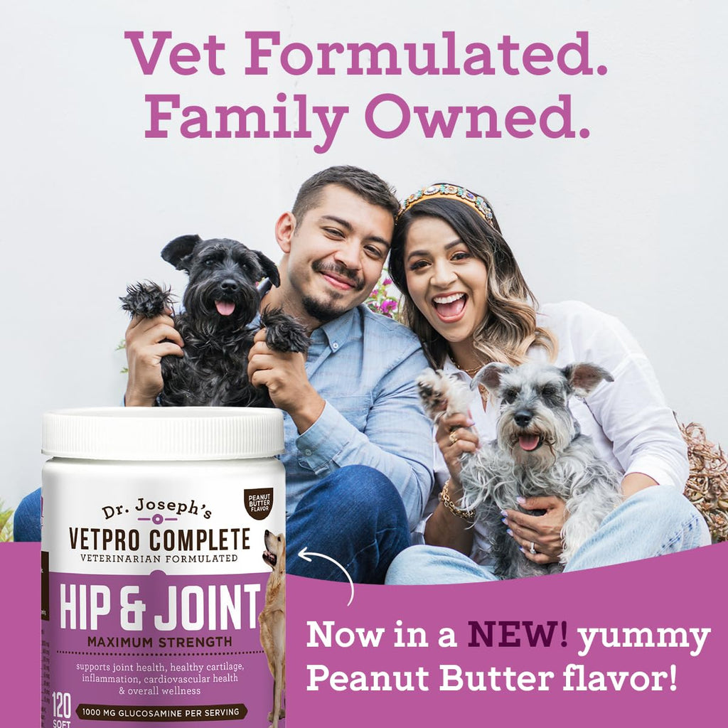 Glucosamine & Chondroitin Dog Joint Supplement Chews, Peanut Butter, 120 Ct D5146