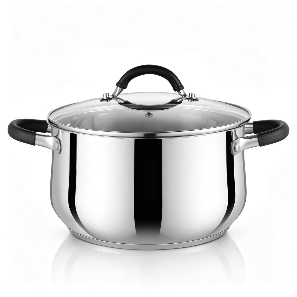 6 Quart Stainless Steel Induction Stock Pot with Lid J7229