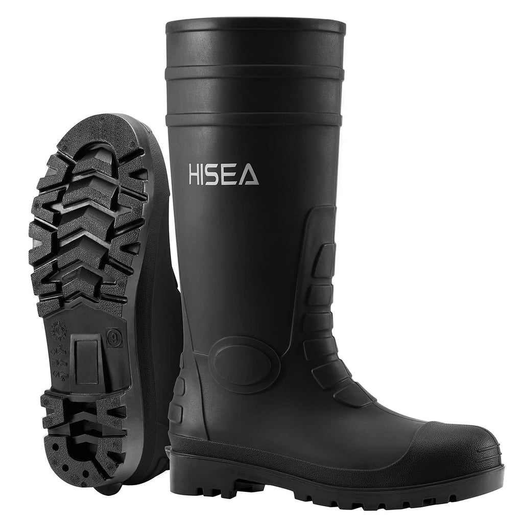 Men's Steel-Toe Waterproof Rubber Rain Boots Q22343