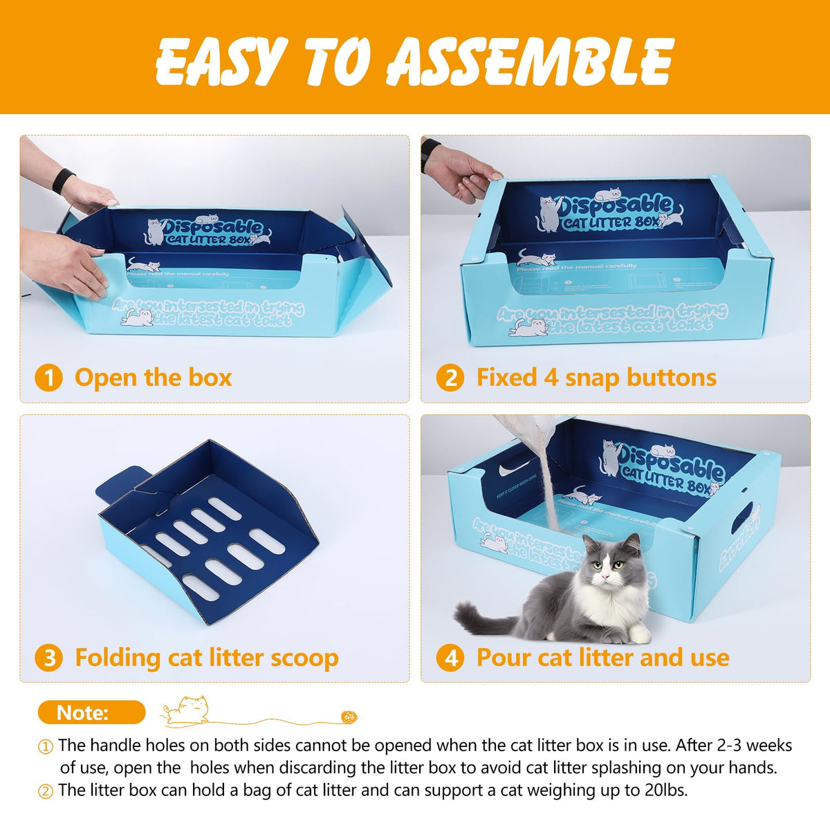 3 Pack Disposable Cat Litter Boxes W763