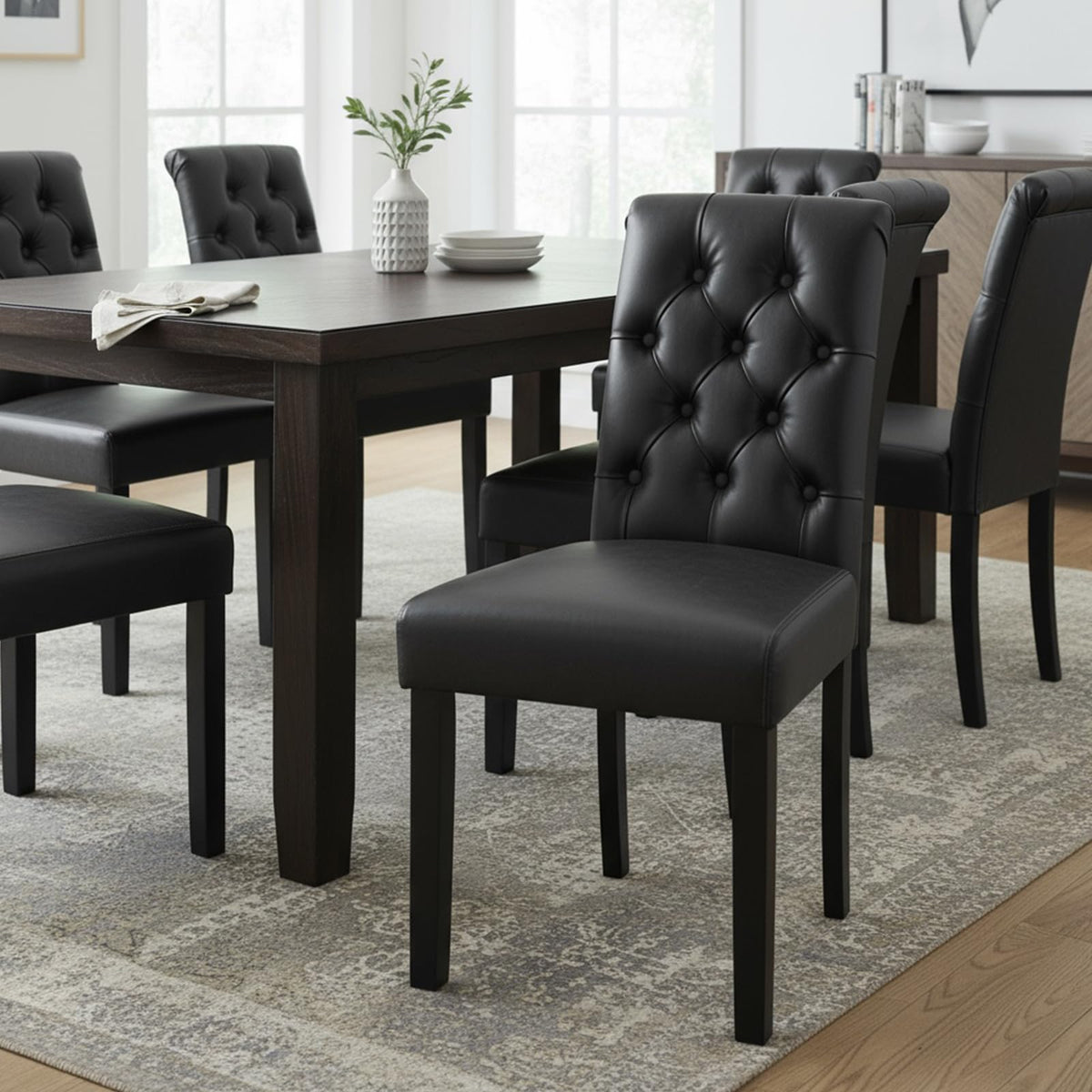 Black PU Leather Dining Chairs Set of 4 L92271