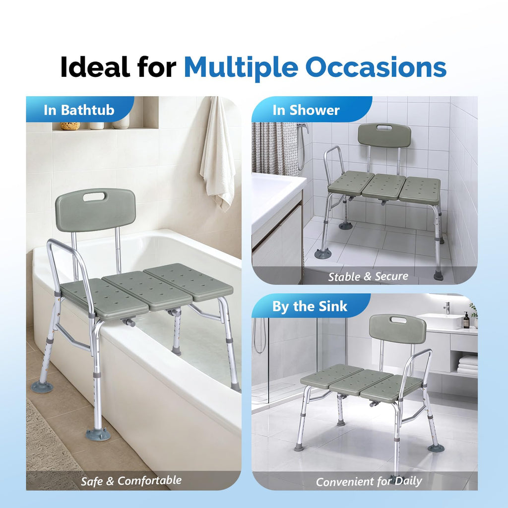 Height Adjustable Tub Transfer Bench Shower Chair with Backrest K922