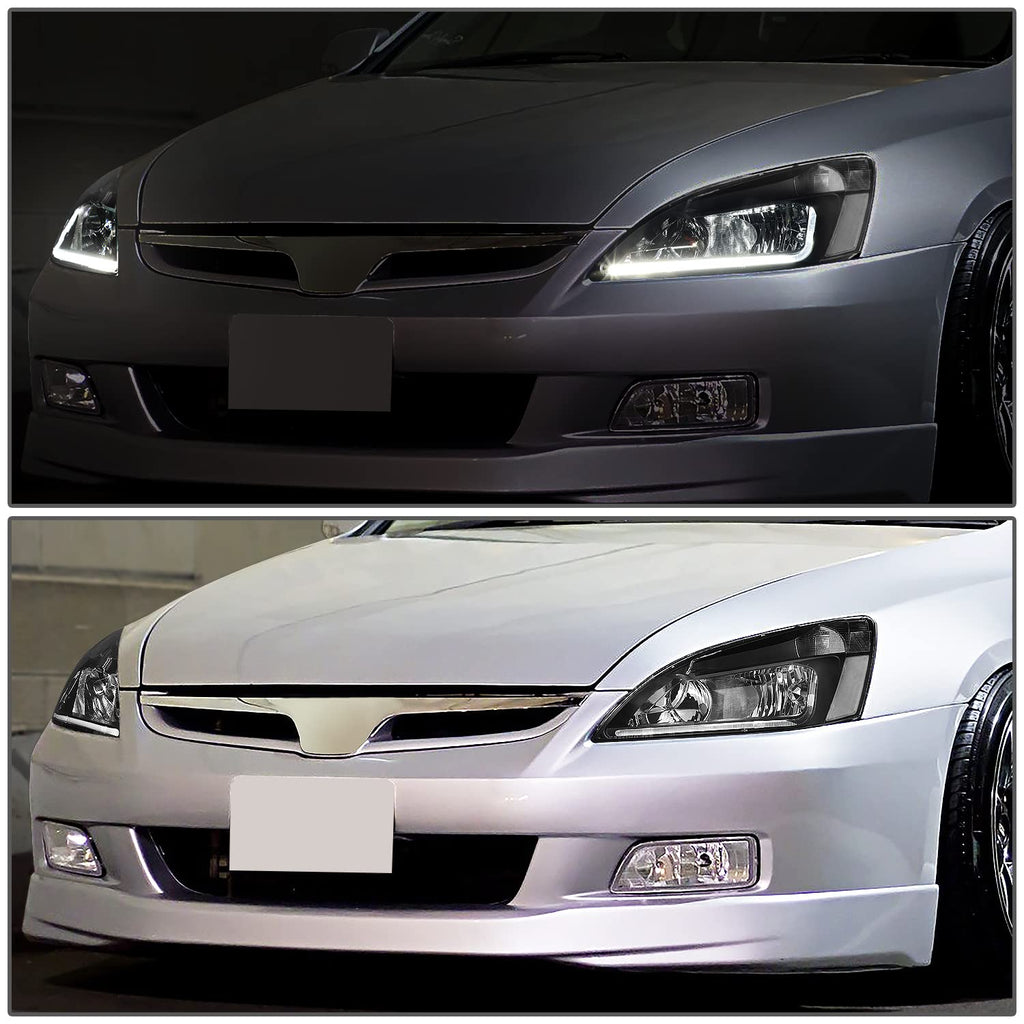Black Headlight Assembly with LED Day Running Light J6705