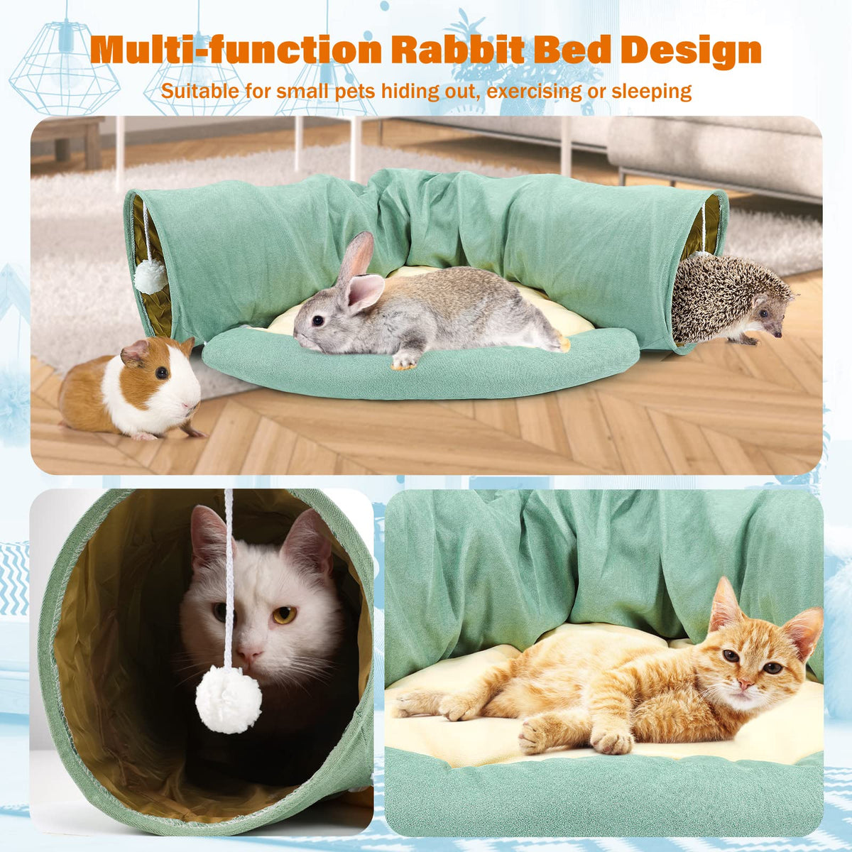 Collapsible Bunny Tunnel Bed with Mat J4775