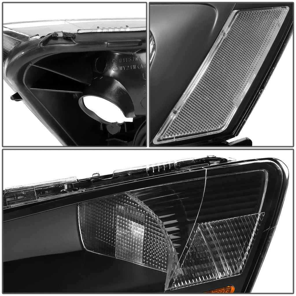Black Headlight Assembly with LED Day Running Light J6705