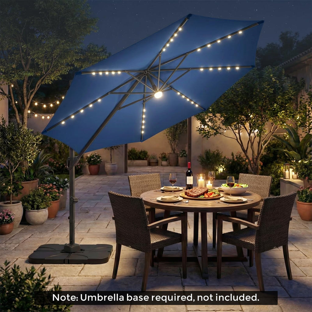 10ft Solar LED Offset Cantilever Patio Umbrella R342952