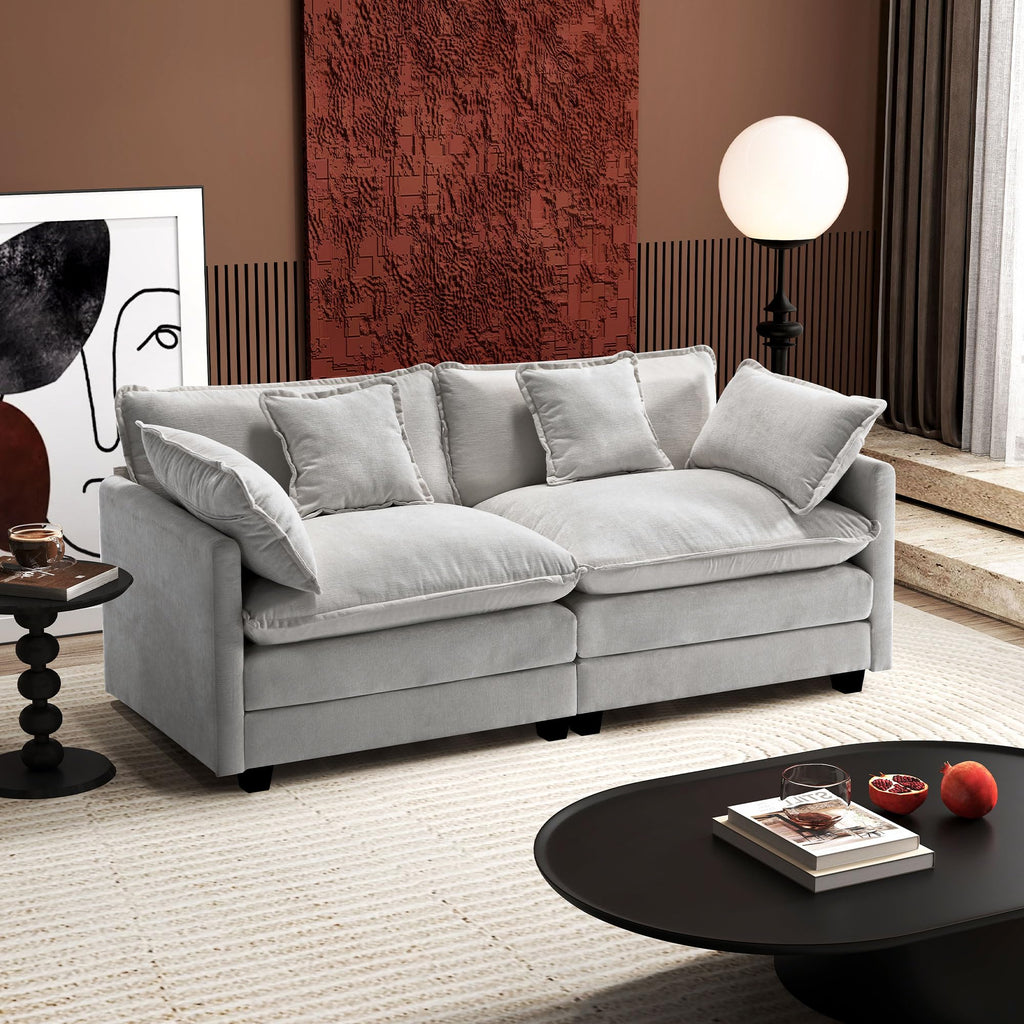 77 Inch Grey Chenille Loveseat V131121