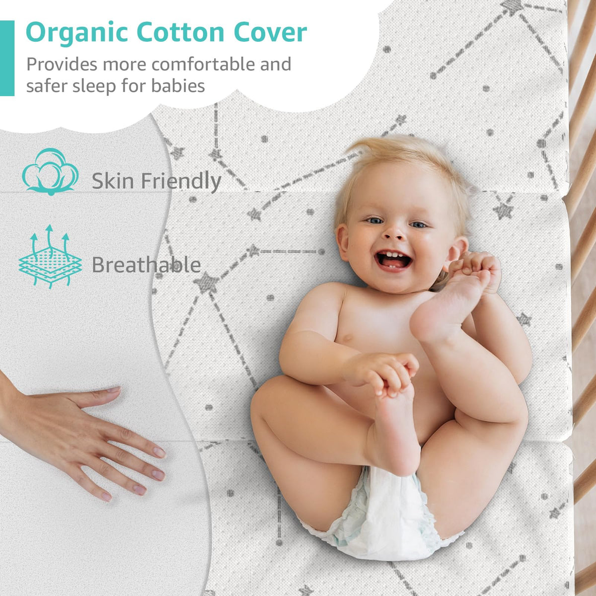 Organic Cotton Trifold Pack and Play Mattress Pad J6012