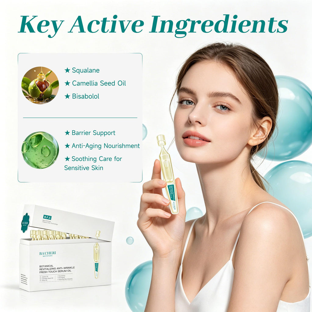 Anti-Aging Face Oil Serum Ampoules with Squalane, Camellia, Jojoba & Meadowfoam Seed Oil, 1ml x 30 Y73283