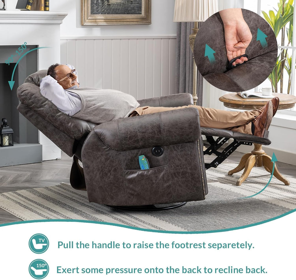 Oversized Swivel Rocker Recliner Chair with Heat and Massage S43283