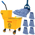 35 Qt Commercial Mop Bucket with Side Press Wringer on Wheels K426