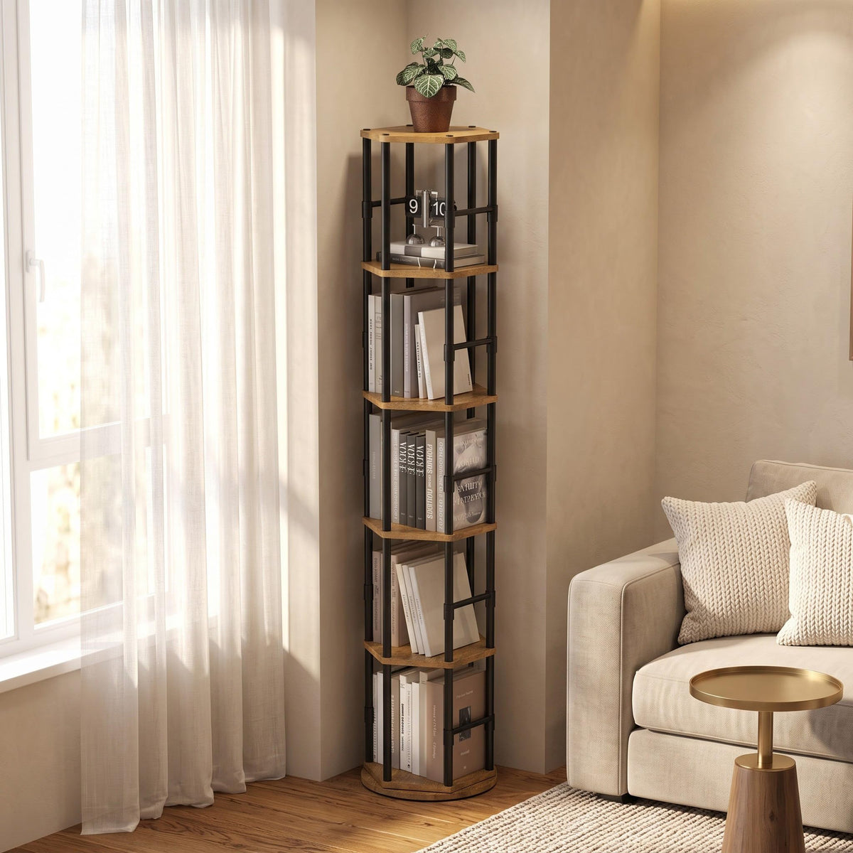 5-Tier Rotating Bookshelf Tower V350193