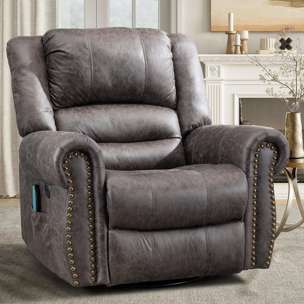 Oversized Swivel Rocker Recliner Chair with Heat and Massage S43283