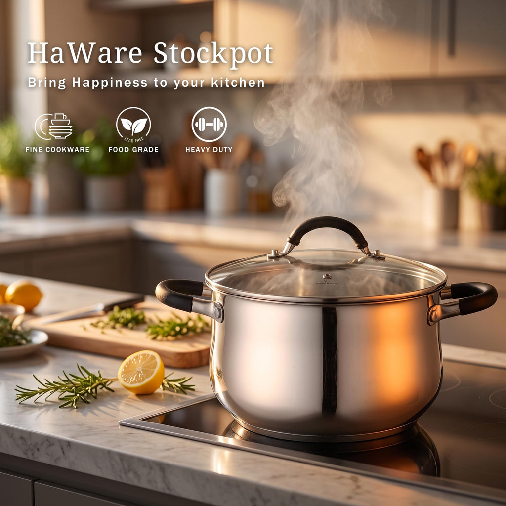 6 Quart Stainless Steel Induction Stock Pot with Lid J7229